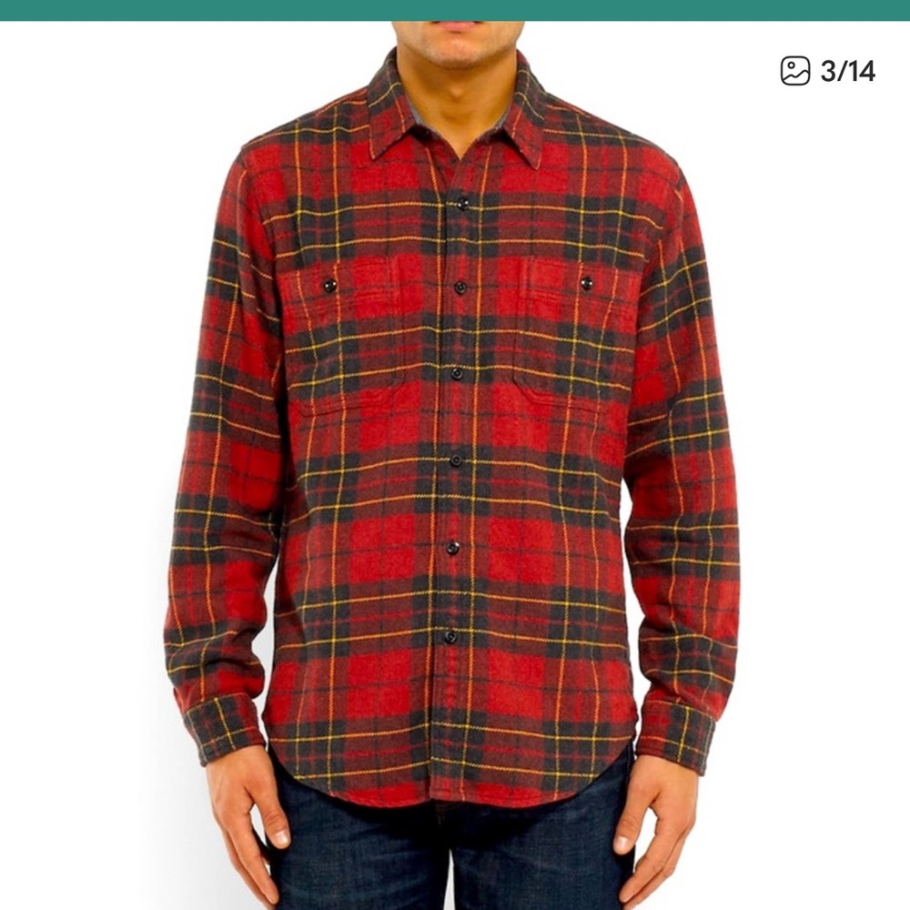 J. Crew Men's Red Plaid Flannel Shirt